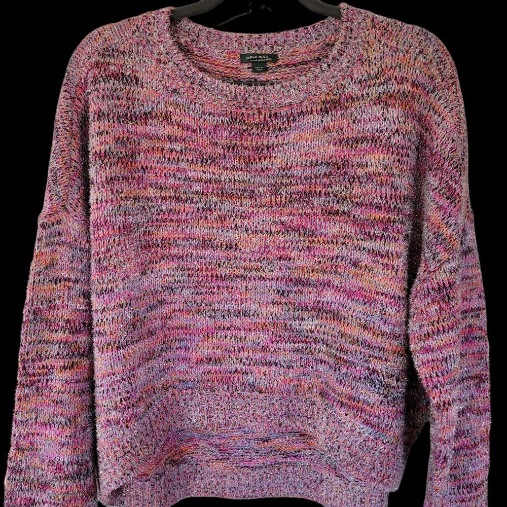 Wild Fable Women's Cropped Shimmer Pink Metallic Knit Sweater Size L
